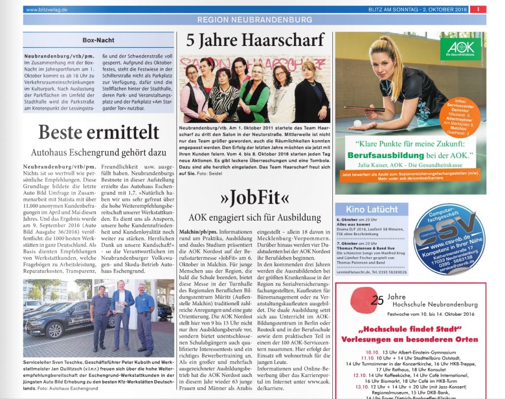 Auszeichnung Blitz Autohaus Eschengrund