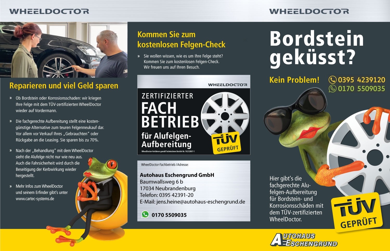 Felgenaufbereitung WheelDoctor Autohaus Eschengrund Neubrandenburg WhatsApp Informationen zur WheelDoctor Felgenaufbereitung im Autohaus Eschengrund in Neubrandenburg